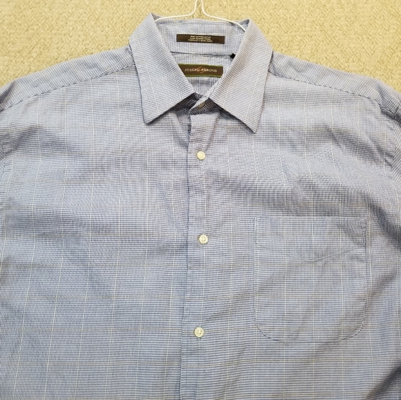 Joseph Abboud Blue Check Dress Shirt 16-34/35 - Picture 6 of 15